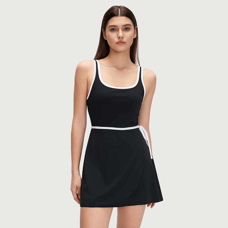 OP-009 Private Label Contrast-Trim A-Line Active Dress for private label activewear sourcing