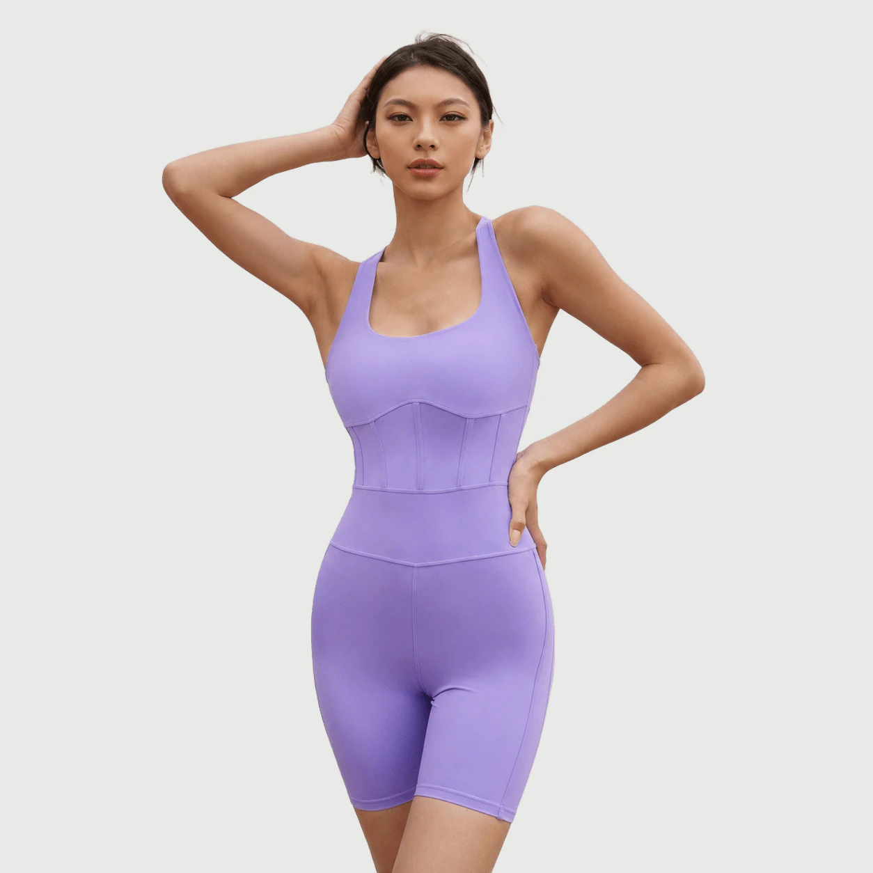 OP-027 Sleeveless Shaping Biker Unitard for private label activewear sourcing