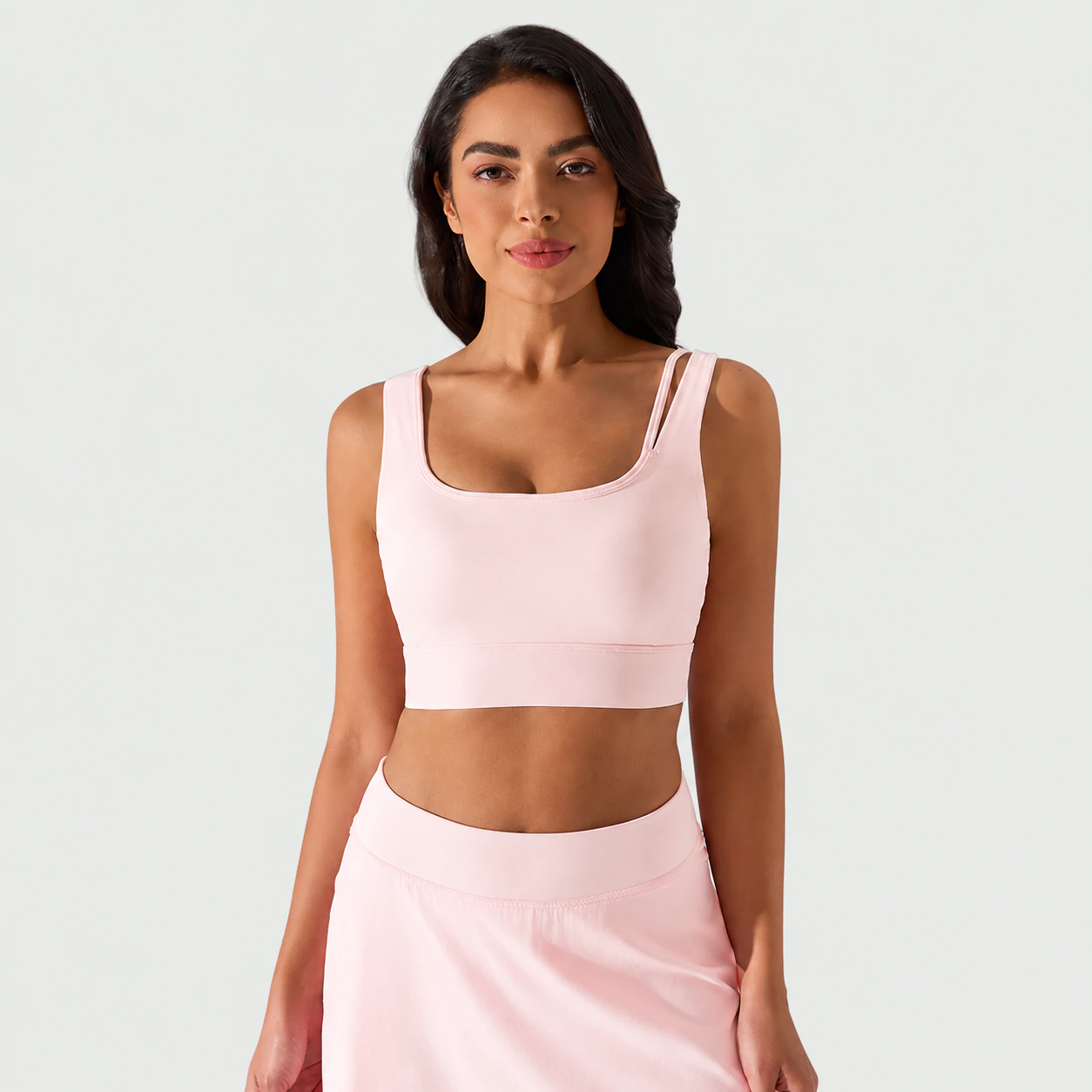 Private Label Medium Support Sports Bra Square Neck for private label activewear sourcing
