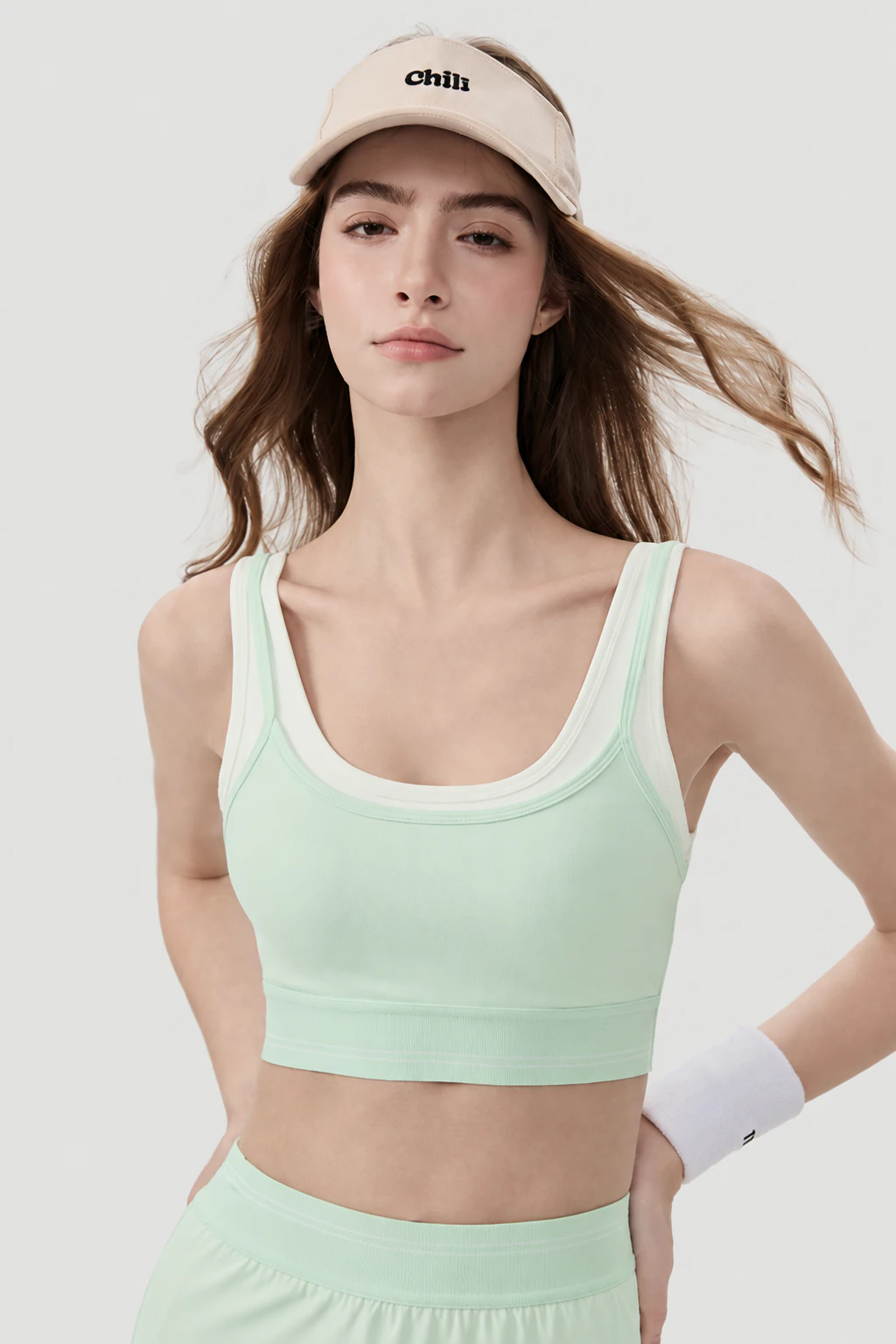 SB-019 Custom Two-Tone Padded Sports Bra for private label activewear sourcing