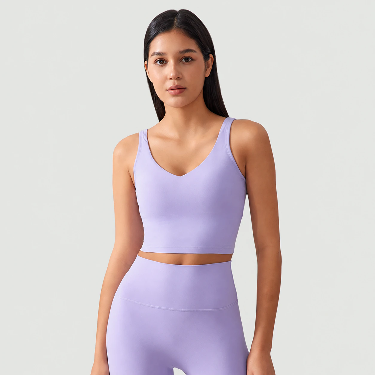 SB-030 Private Label V-Neck Wide-Strap Sports Bra for private label activewear sourcing