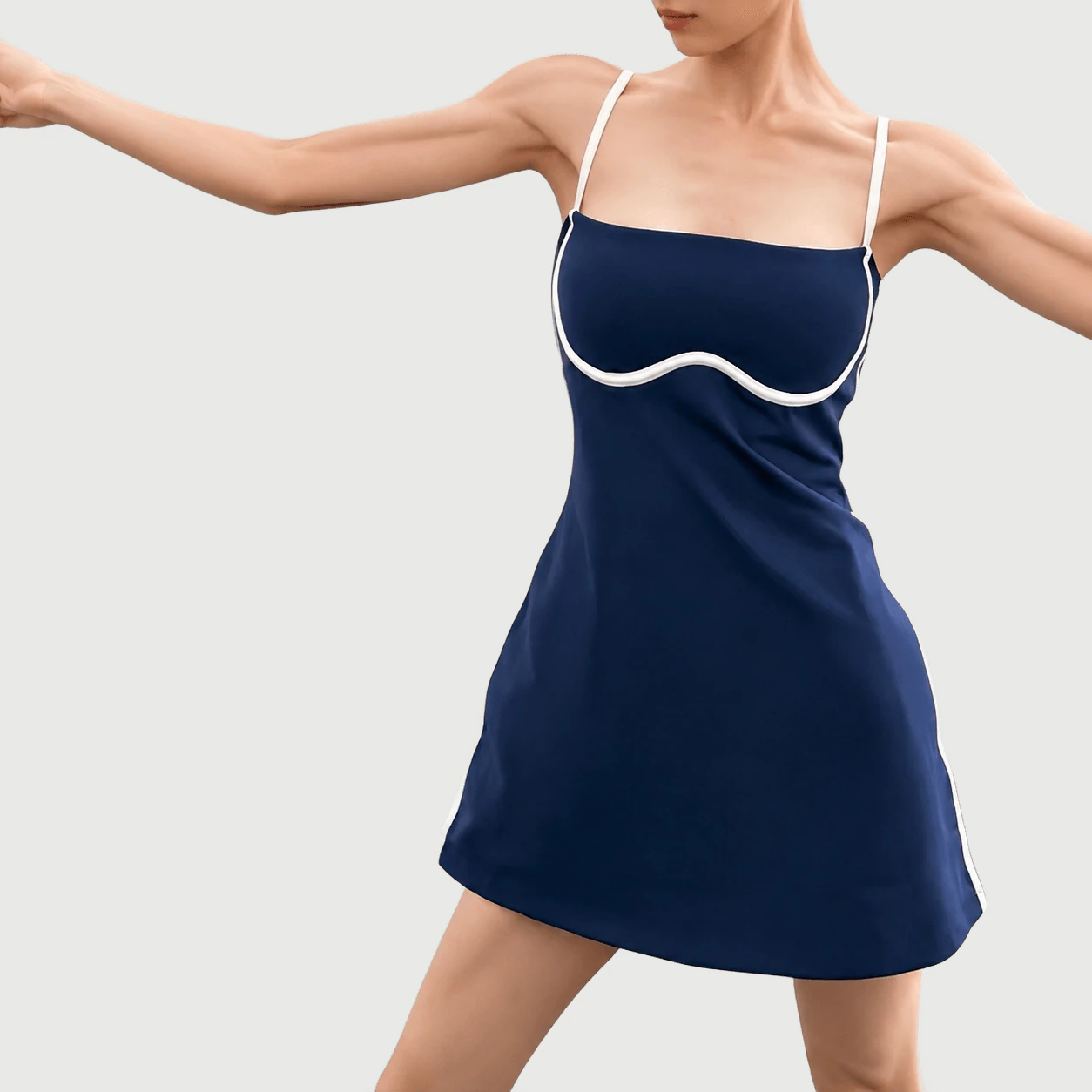 Navy Built-In Shorts Tennis Dress for private label OEM activewear manufacturing