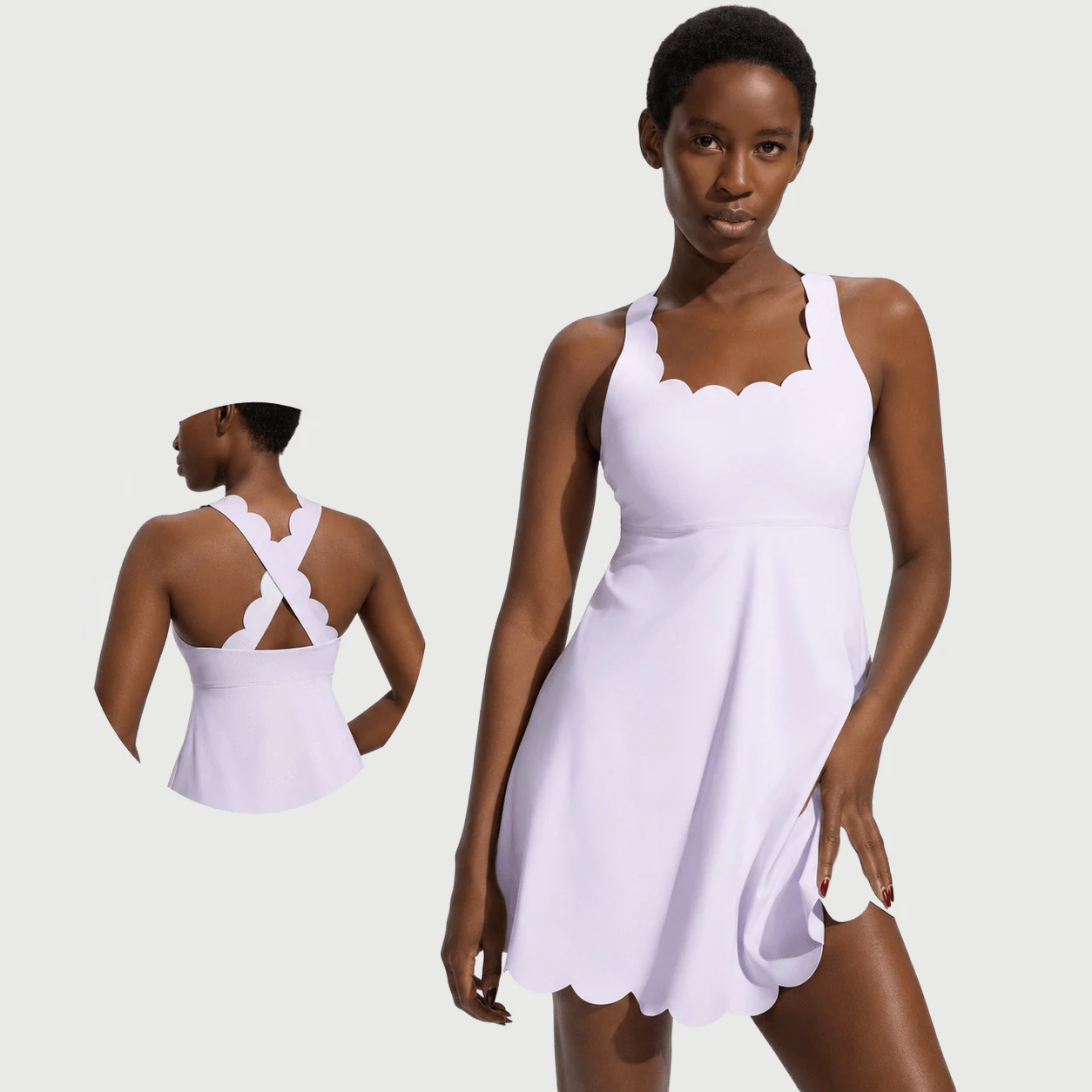 Lavender Open Back Court Dress for private label OEM activewear manufacturing