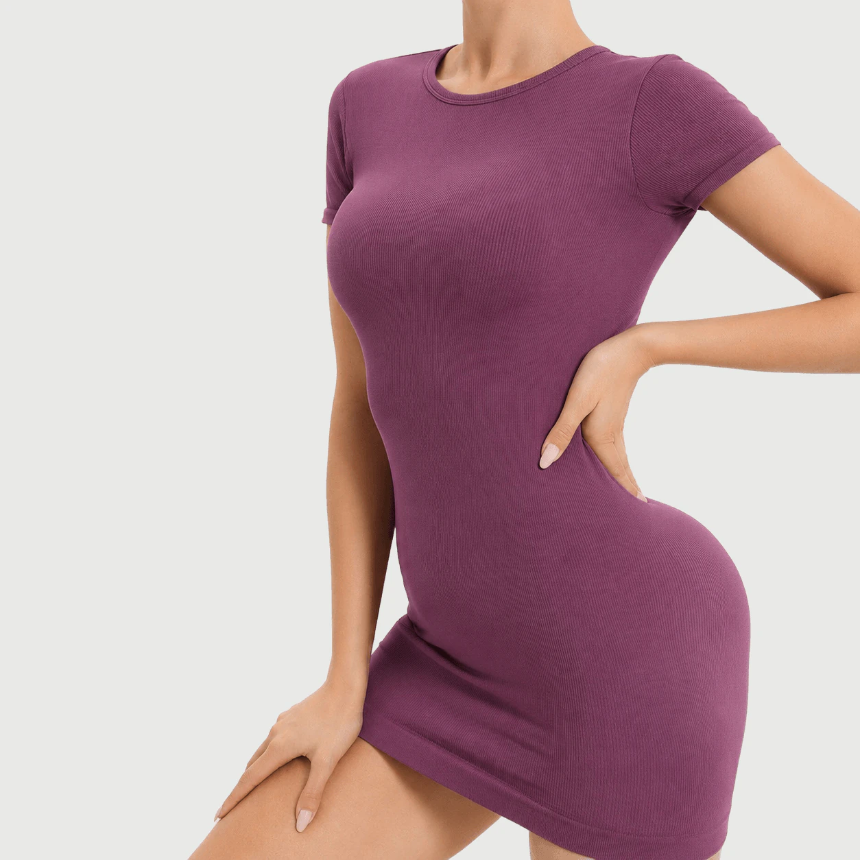 Short Sleeve Sculpting Active Dress for private label OEM activewear manufacturing