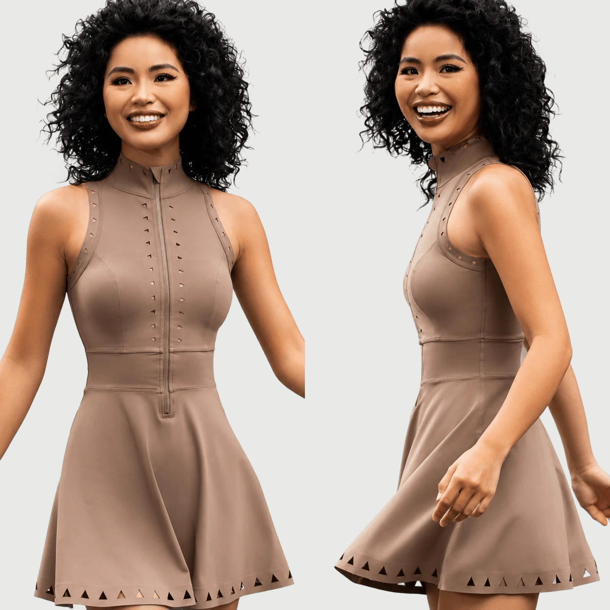 Zip Front Pleated Tennis Dress for private label OEM activewear manufacturing