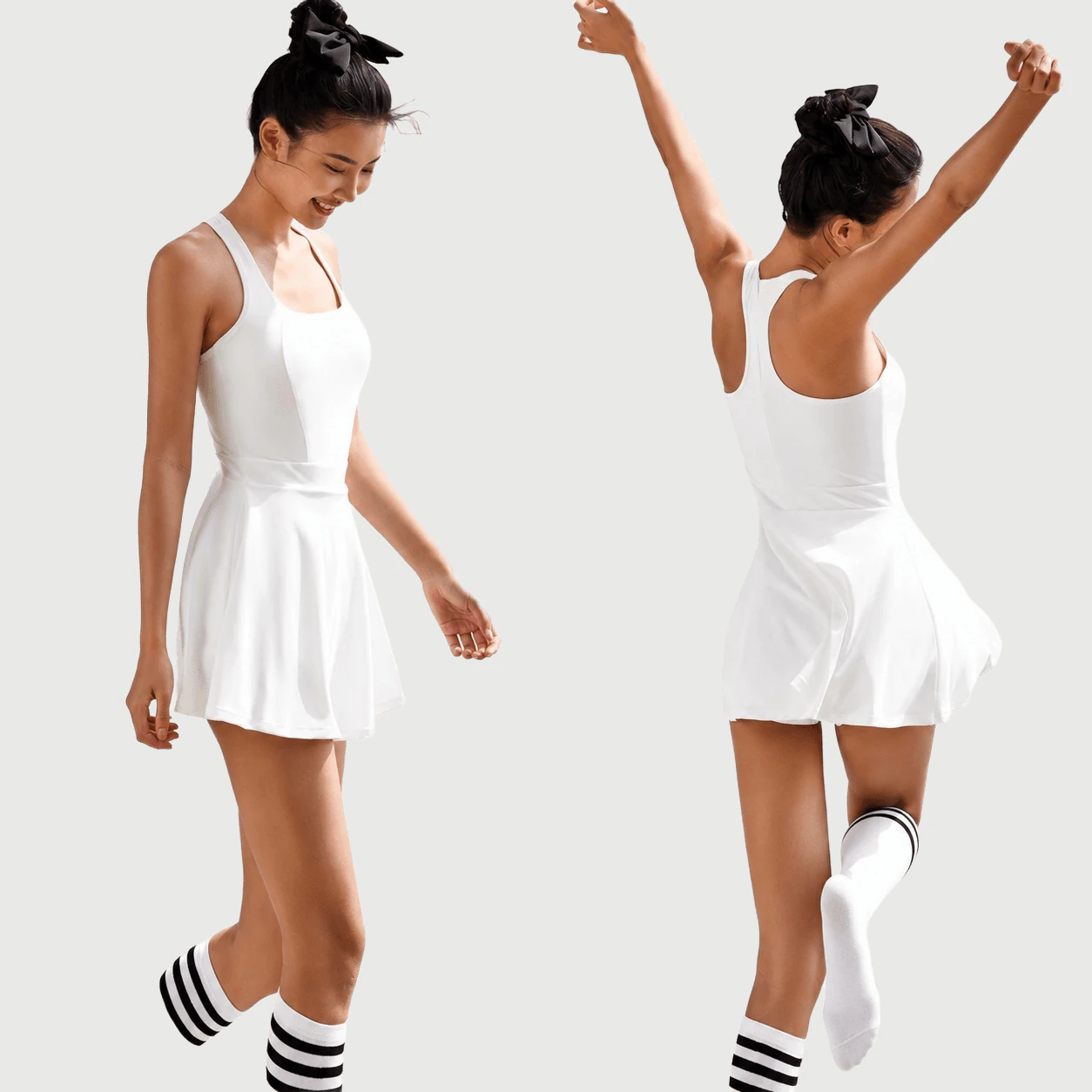 White One Piece Tennis Dress for private label OEM activewear manufacturing