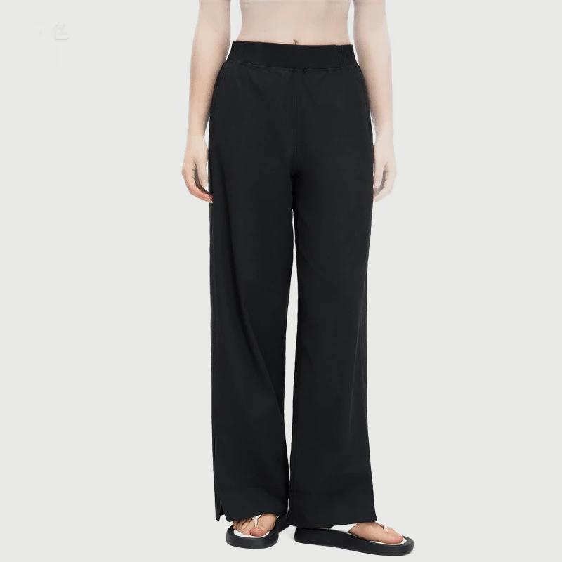OEM High Waisted Wide Leg Pants with Elastic Waistband for private label activewear sourcing