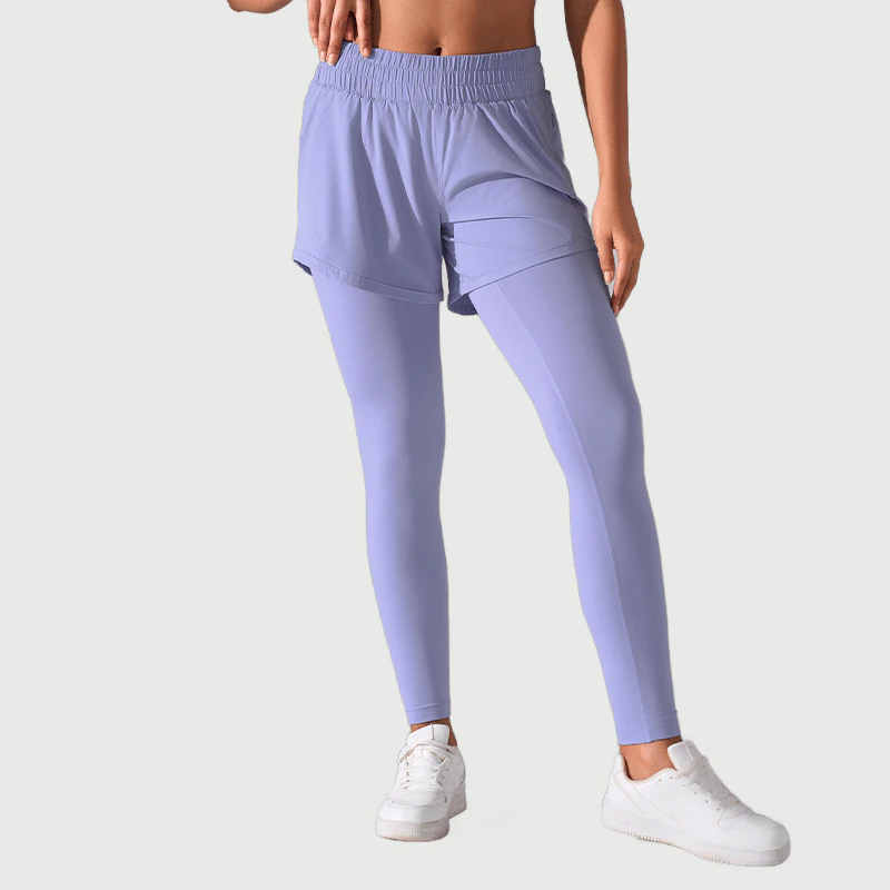 YL-019 Private Label 2-in-1 Leggings with Shorts for private label activewear sourcing