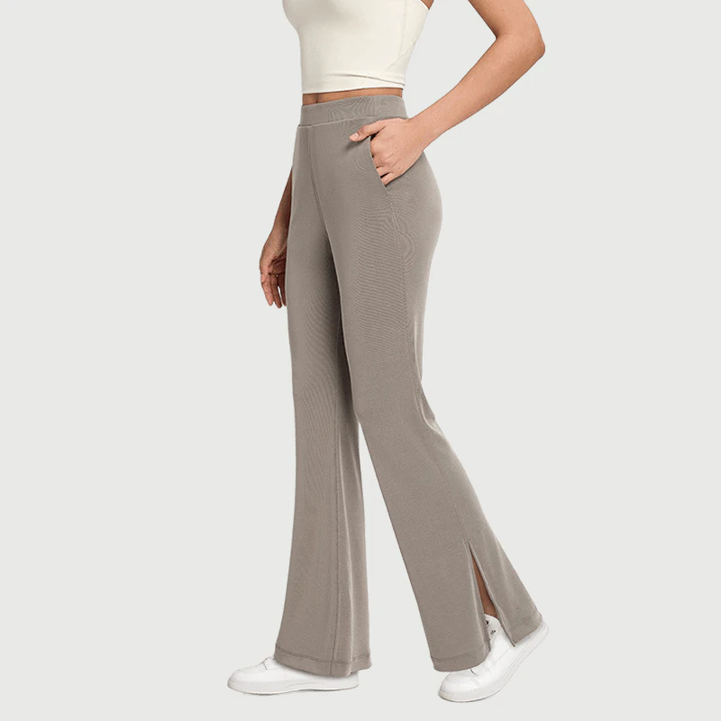 YL-024 OEM Split Hem Flare Yoga Pants for private label activewear sourcing