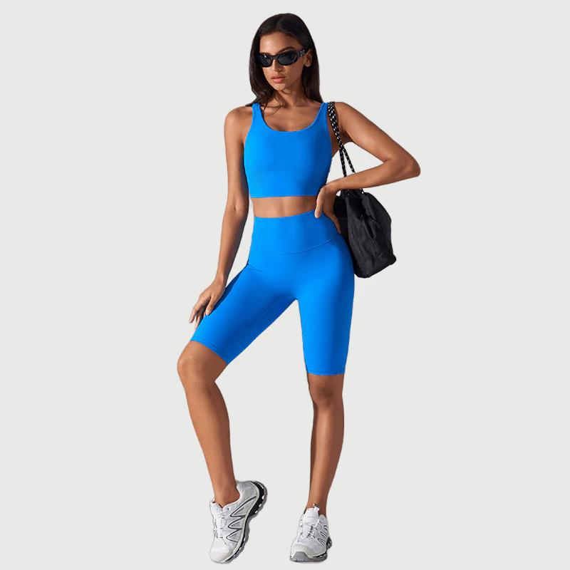 OEM Racerback Bra and Scrunch Shorts Set for private label activewear sourcing