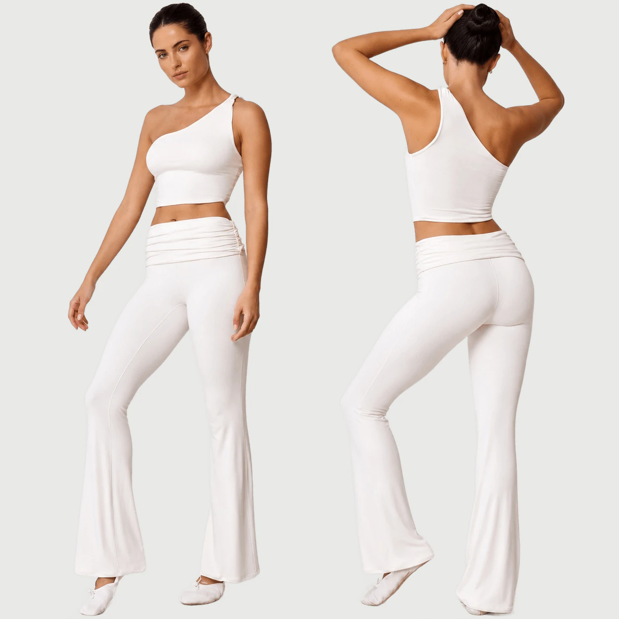 White Cross Back Yoga Set for OEM activewear manufacturing