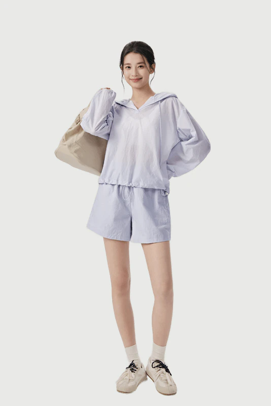 YS-027 Custom Hooded Sun Protection Activewear Set for private label activewear sourcing