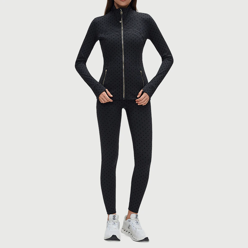 YS-036 Private Label Hooded Jacket Activewear Set for private label activewear sourcing