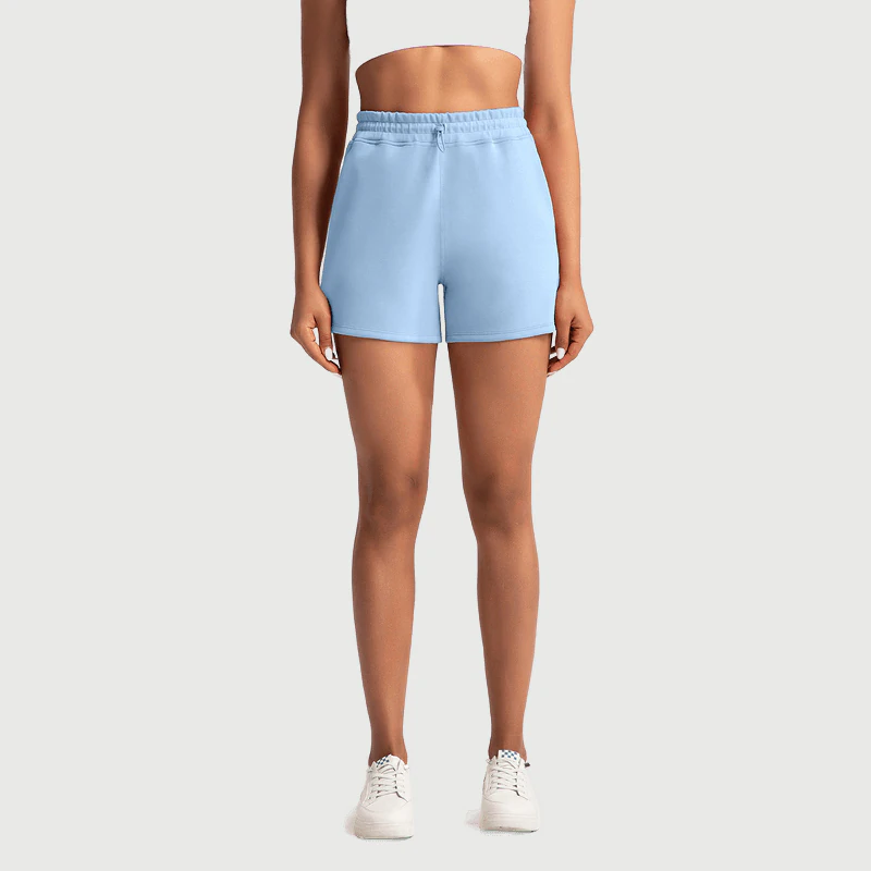 Custom Creamy Sweat Shorts with Elastic Waist Side Pockets for private label activewear sourcing