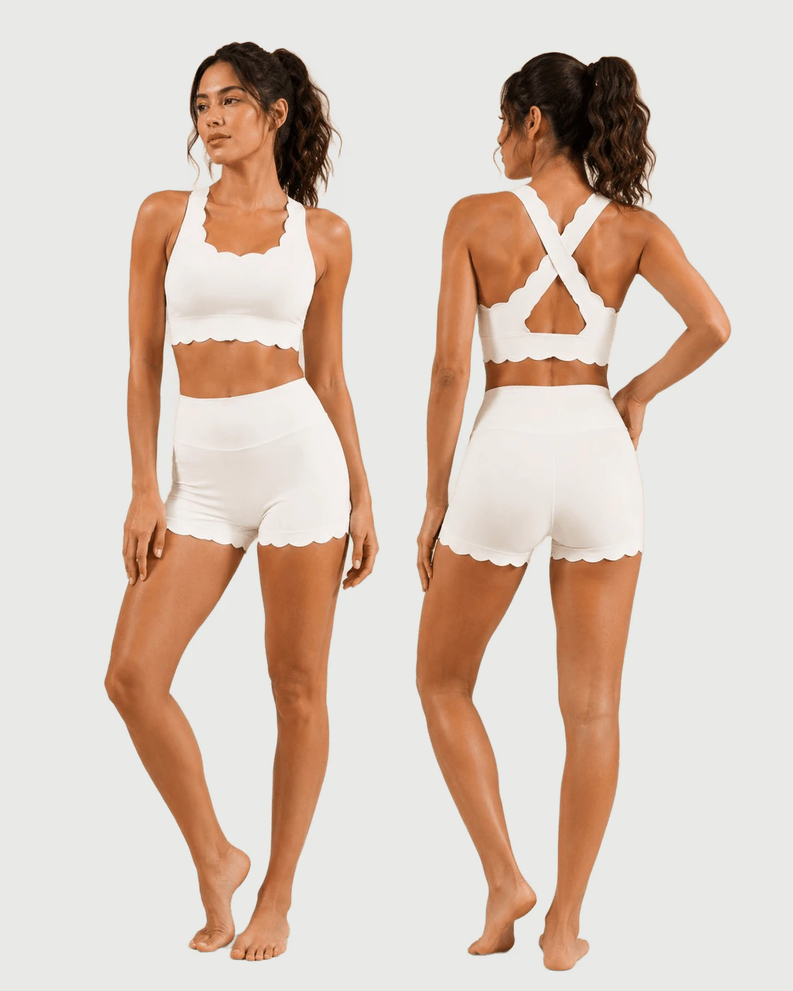 Custom Cross Back Shorts Set for private label OEM activewear manufacturing