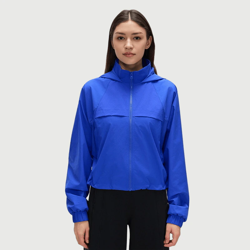 OEM Cropped Hooded Windbreaker Jacket for private label activewear sourcing