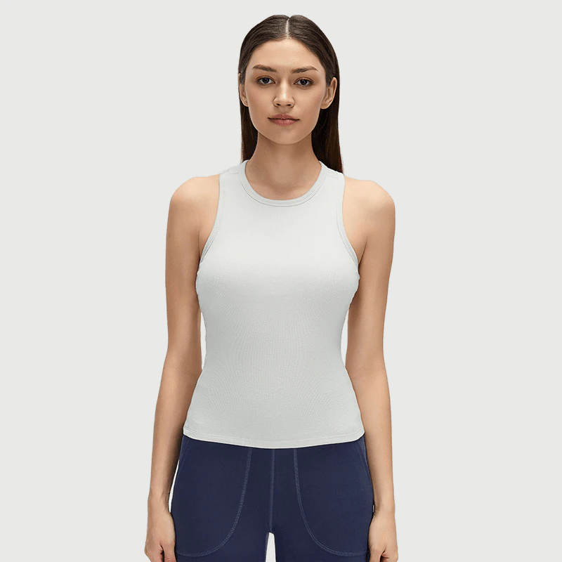 Custom Ribbed Racerback Workout Tank Top for private label activewear sourcing