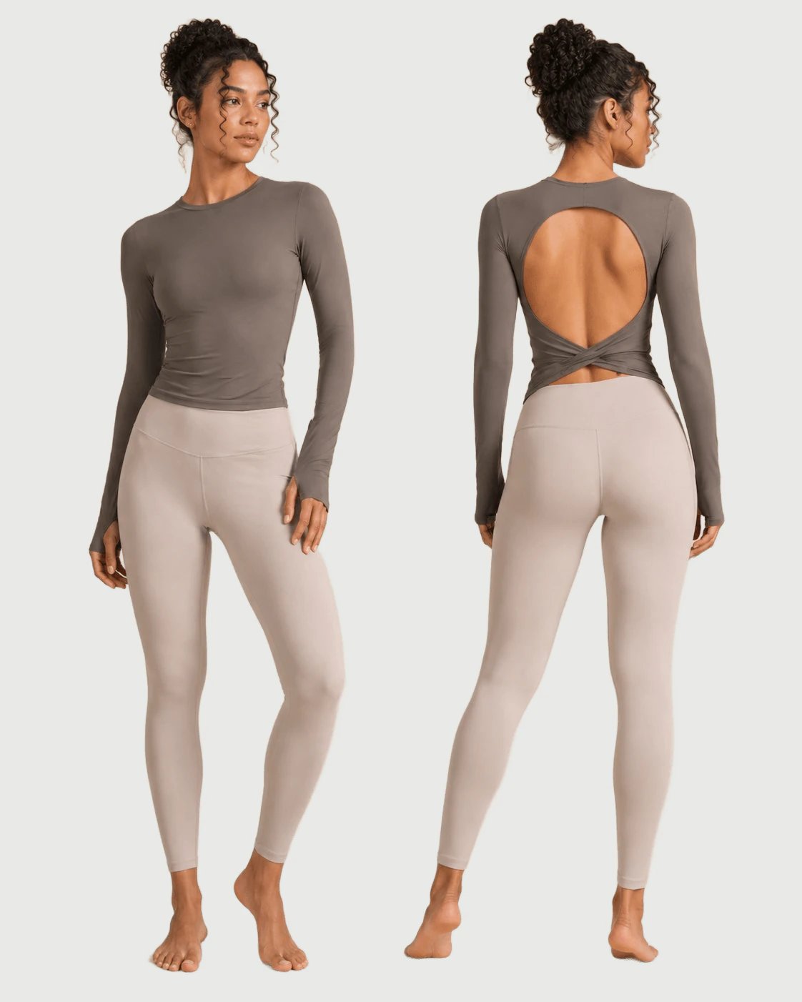 Private Label Open Back Long Sleeve Yoga Top for private label OEM activewear manufacturing