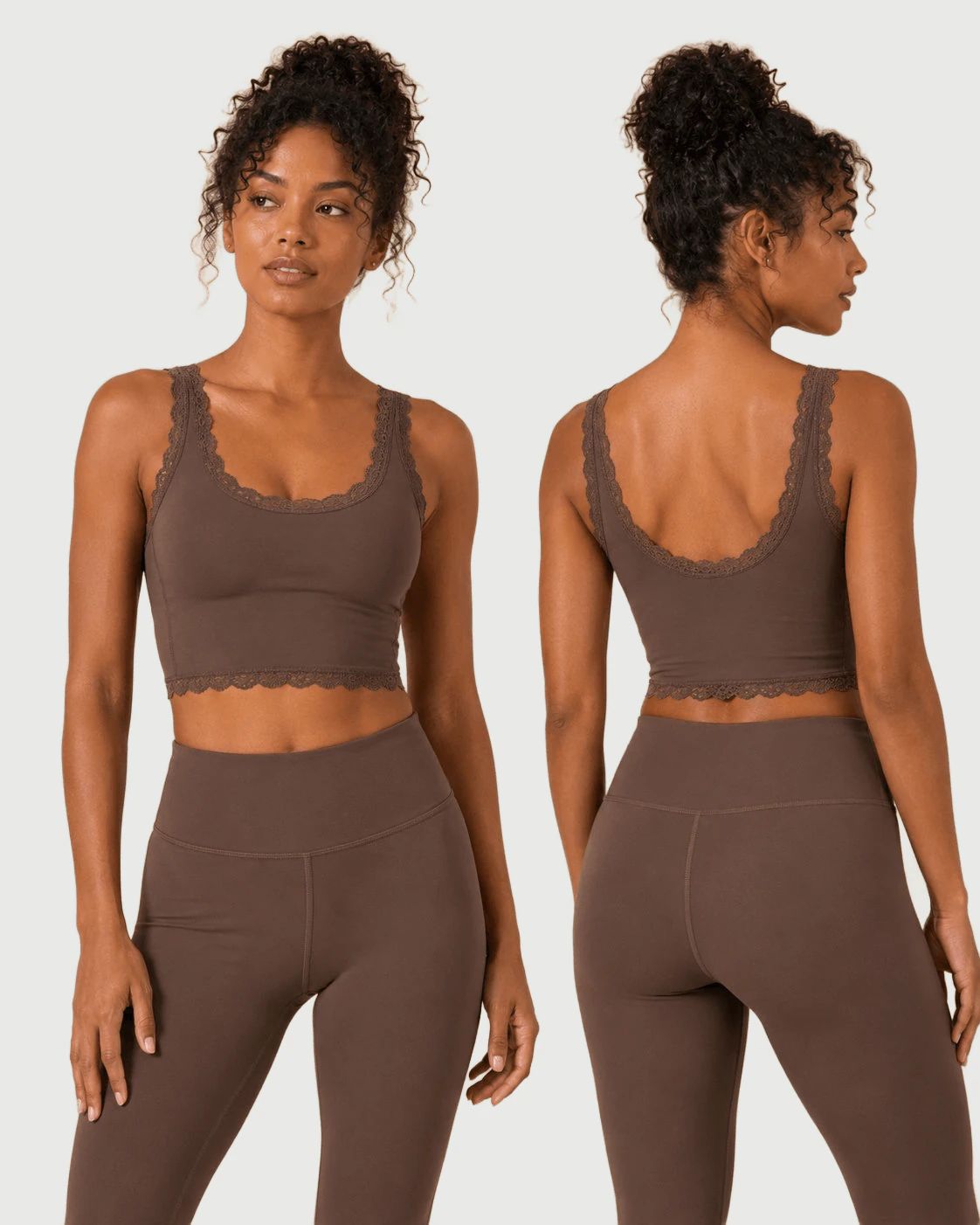 Custom Lace Edge Crop Top for private label OEM activewear manufacturing