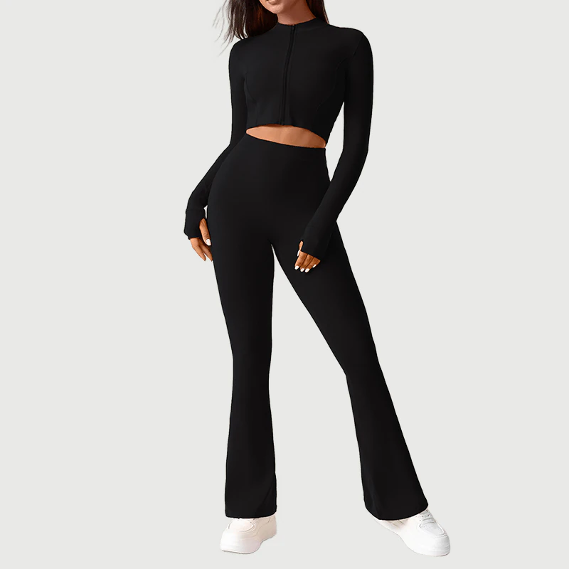 YT-020 OEM Zip-Up Cropped Yoga Jacket for private label activewear sourcing