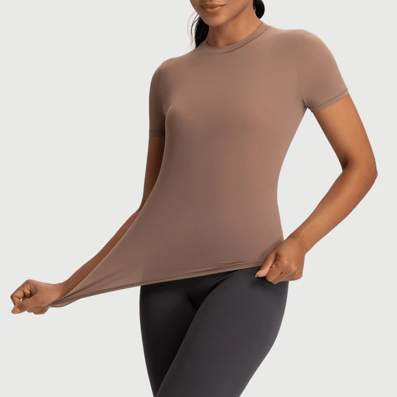 YT-022 Custom Ultra Soft Short Sleeve Workout Top for private label activewear sourcing