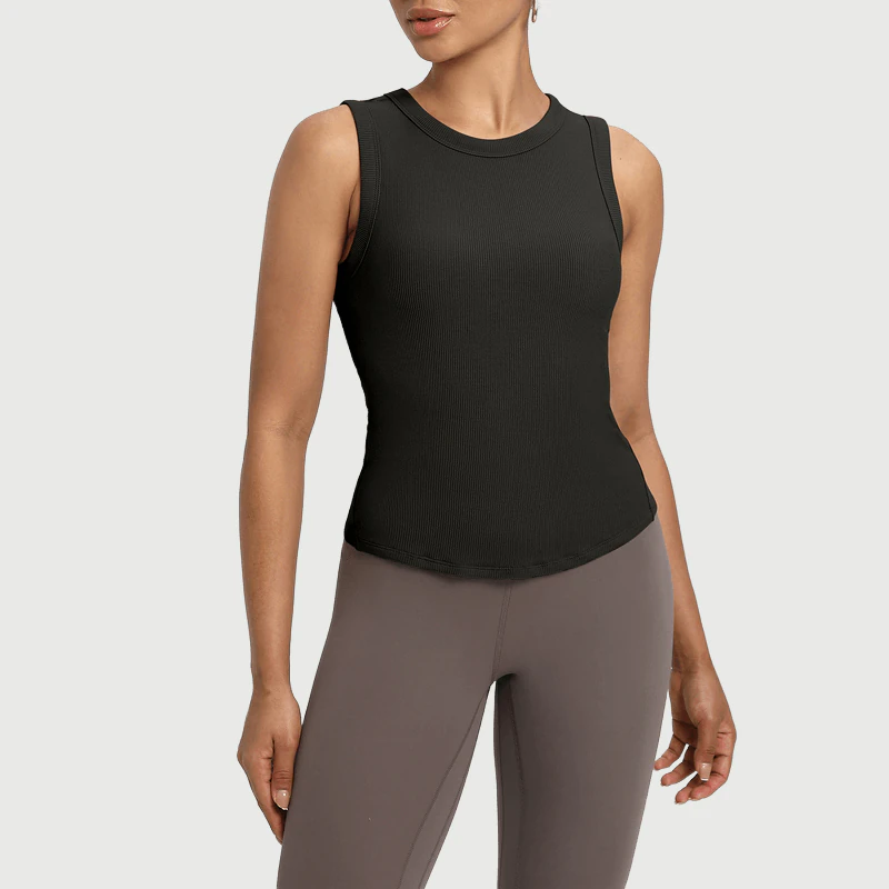 YT-025 Custom Ribbed Knit Sleeveless Tank Top for private label activewear sourcing
