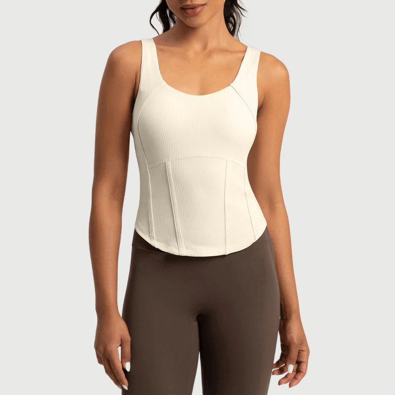 YT-030 Private Label Ribbed Corset Workout Tank for private label activewear sourcing