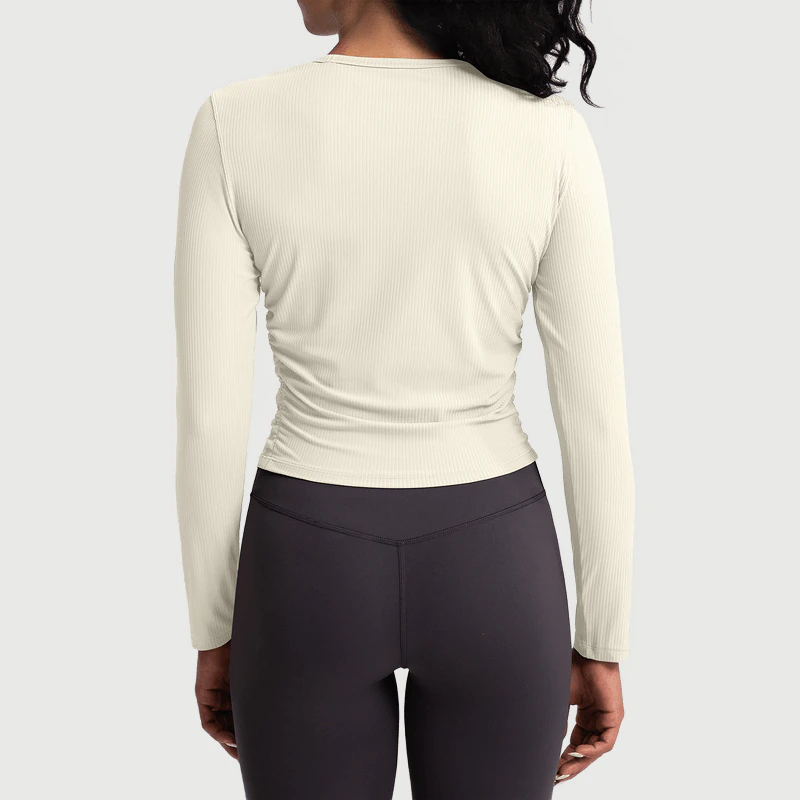YT-031 Custom Long Sleeve Cropped Yoga Top for private label activewear sourcing