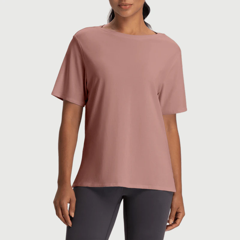 YT-035 OEM Short Sleeve Yoga Tee for private label activewear sourcing