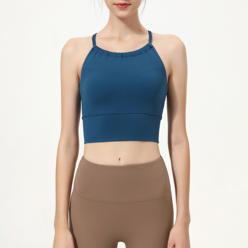 OEM Crop Top Halter Neck Sports Bra High Support for private label activewear sourcing