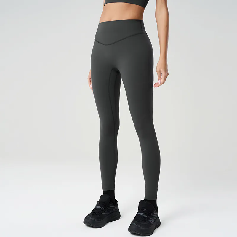 YL-008 Custom High Waisted Charcoal Long Yoga Leggings