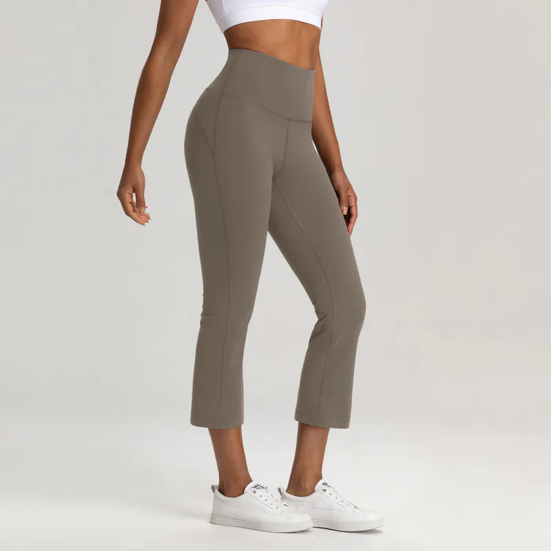 YL-009 OEM High Waisted Flare Capri Leggings Cropped Length