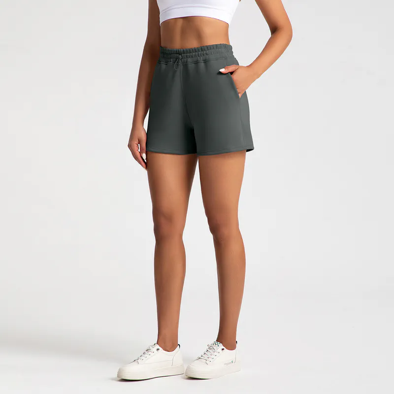 SH-006 Private Label Elastic Waist High Waisted Athletic Shorts