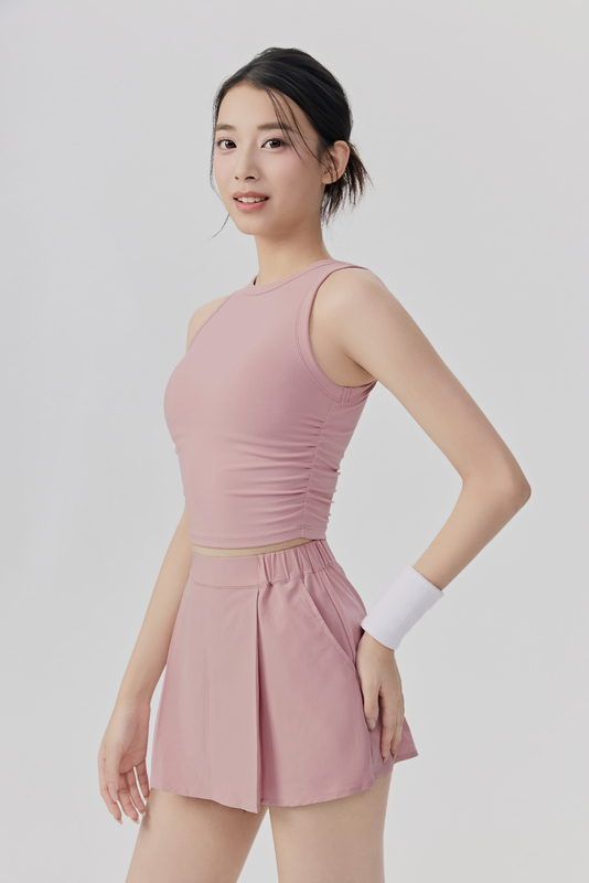 YS-028 OEM Sleeveless Tank and Pleated Skirt Set for private label activewear sourcing