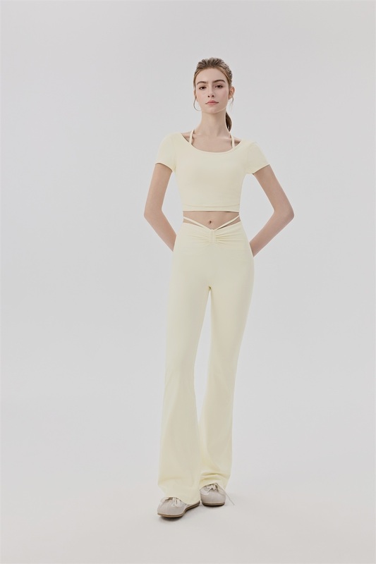 YS-029 Private Label Crop Top and Flare Pants Yoga Set for private label activewear sourcing