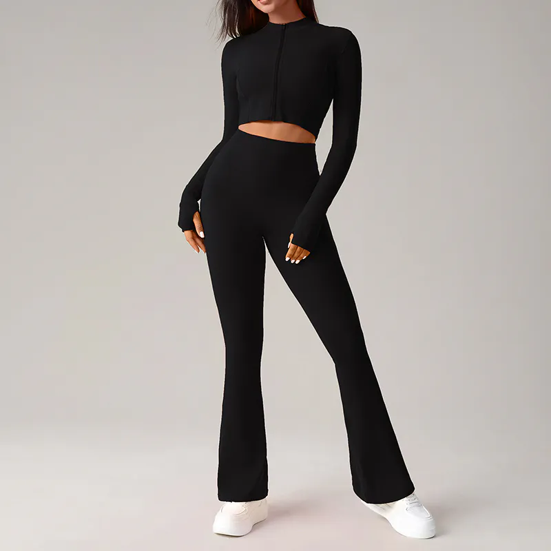 YT-020 OEM Zip-Up Cropped Yoga Jacket for private label activewear sourcing