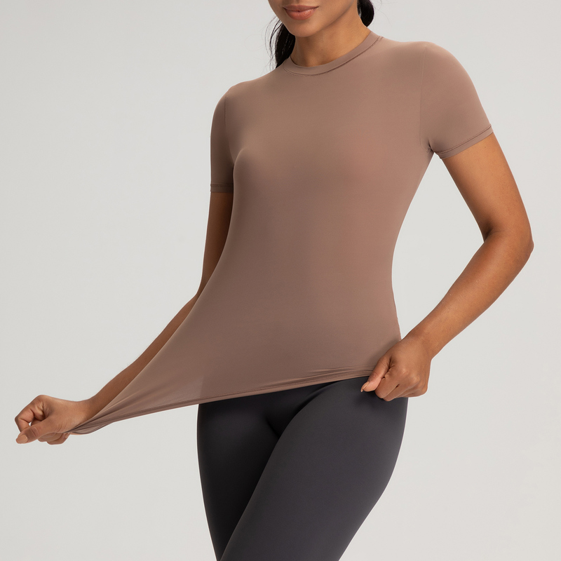 YT-022 Custom Ultra Soft Short Sleeve Workout Top for private label activewear sourcing