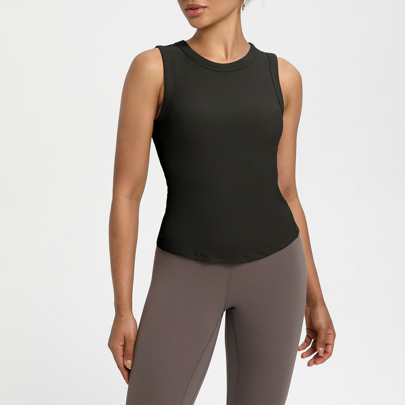 YT-025 Custom Ribbed Knit Sleeveless Tank Top for private label activewear sourcing