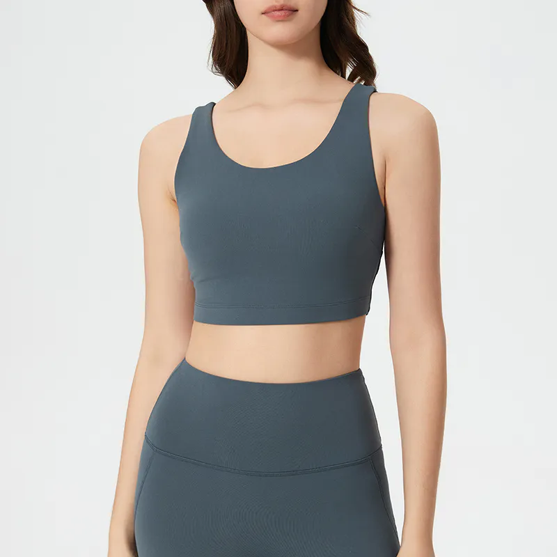SB-035 OEM Scoop-Neck Wide-Strap Sports Bra for private label activewear sourcing