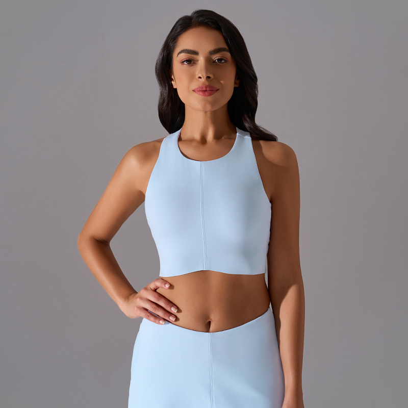 SB-037 Custom High Neck Crop Sports Bra for private label activewear sourcing