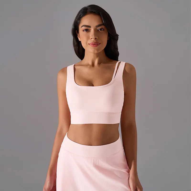 SB-040 square neck cropped sports bra for OEM activewear buyers