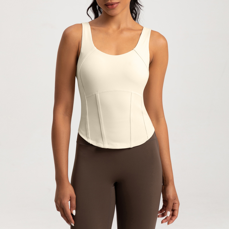 YT-030 Private Label Ribbed Corset Workout Tank for private label activewear sourcing