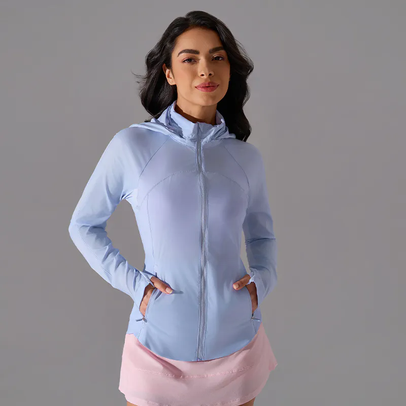 YT-038 OEM Full Zip Workout Jacket for private label activewear sourcing