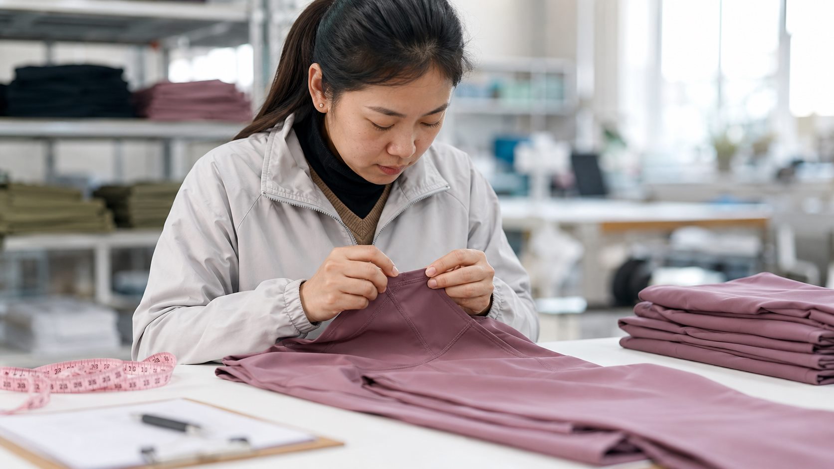 Manufacturing fit and measurement review for activewear sample approval