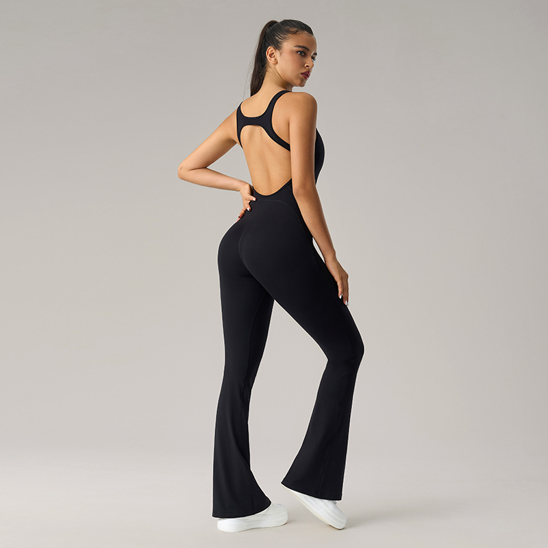 OP-007 Custom Sleeveless Flare Leg Yoga Jumpsuit view 5 for activewear sourcing
