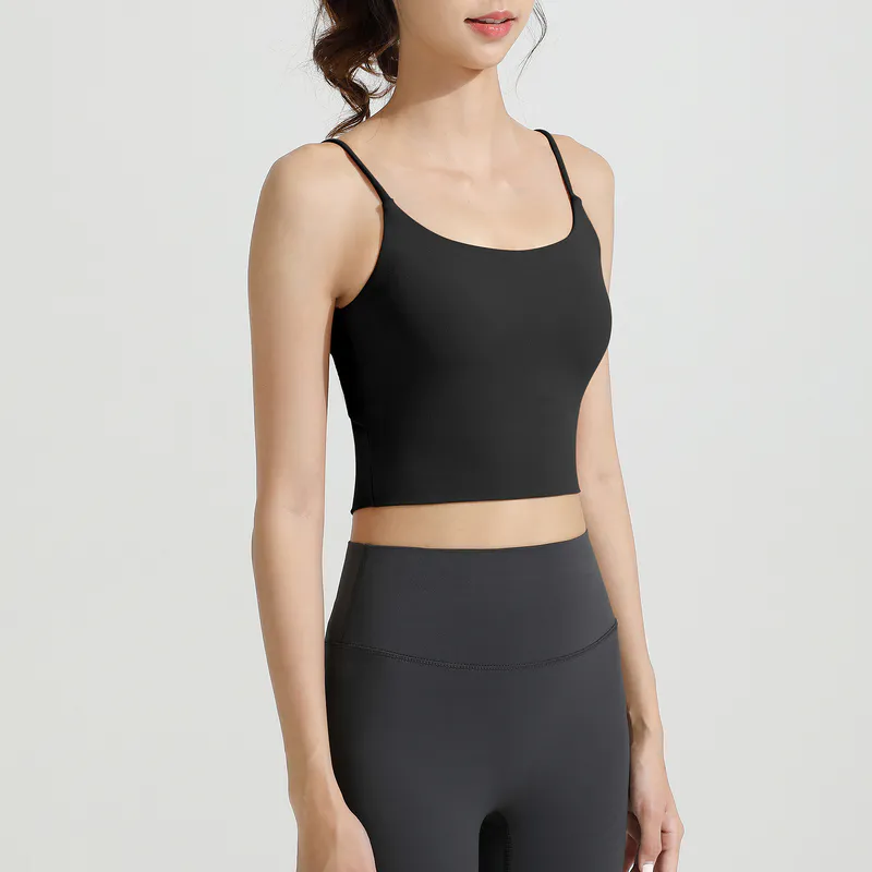 SB-031 White Custom Spaghetti Strap Sports Bra view 2 for activewear sourcing