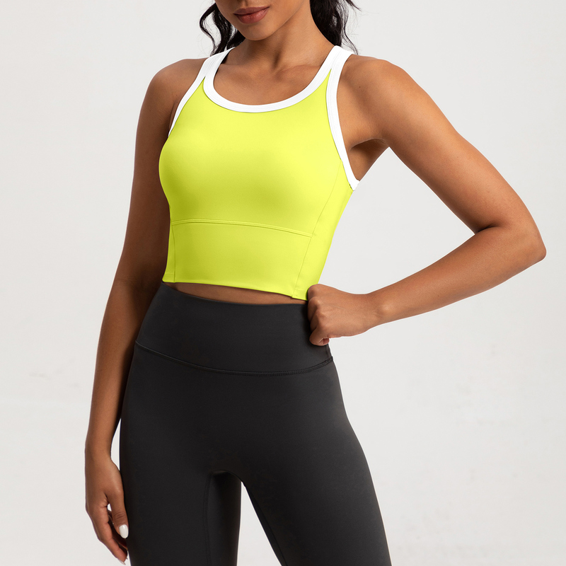 SB-002 Custom Contrast Trim Yoga Sports Bra High Support Cropped view 6 for activewear sourcing