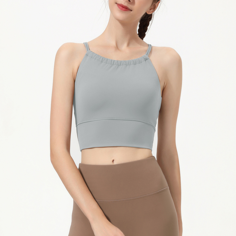 SB-003 OEM Crop Top Halter Neck Sports Bra High Support view 6 for activewear sourcing