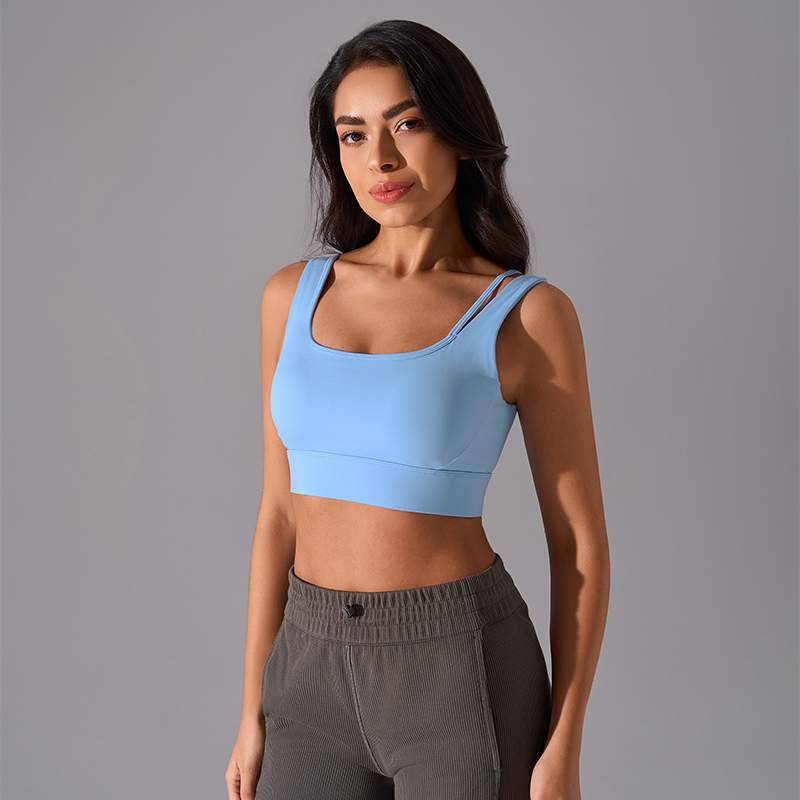SB-004 Charcoal Private Label Medium Support Sports Bra Square Neck view 2 for activewear sourcing