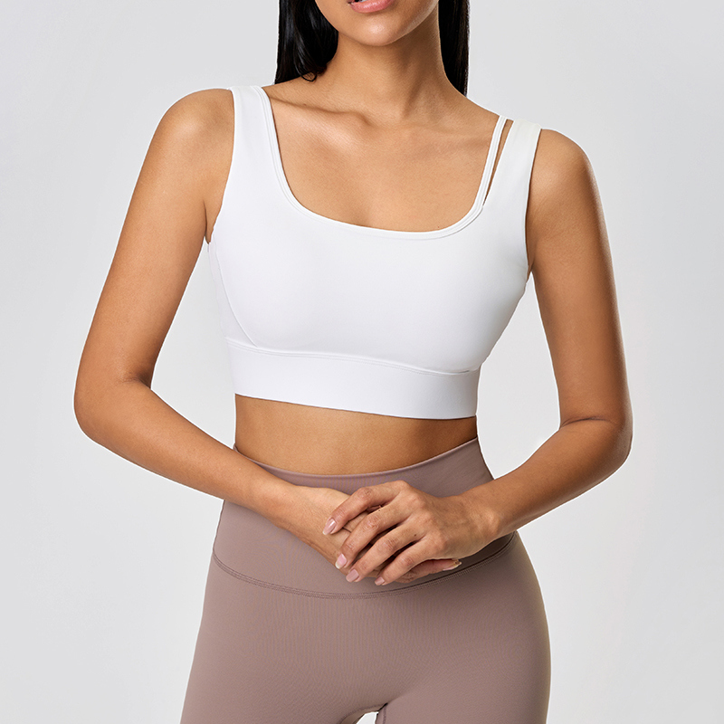 SB-004 Black Private Label Medium Support Sports Bra Square Neck view 4 for activewear sourcing